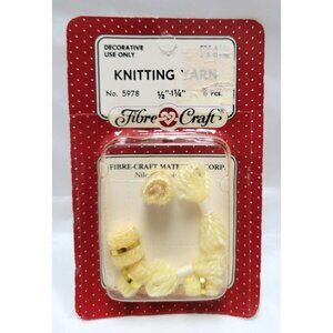 Vintage Fibre Craft Knitting Yarn 6 Pieces Yellow ½"-1¼" Dollhouse 5978